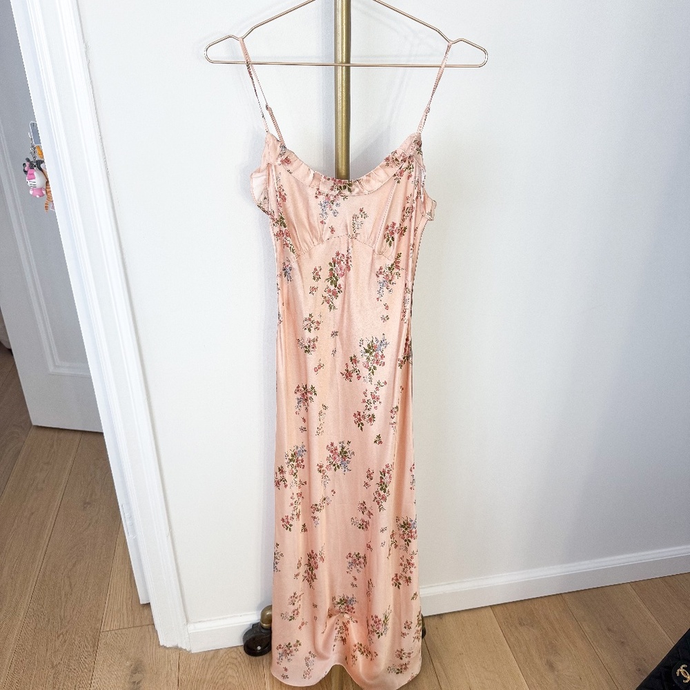 reformation floral silk dress